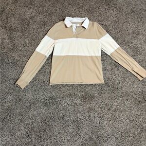 Goodfellow & Co mens Tan and White Polo Shirt